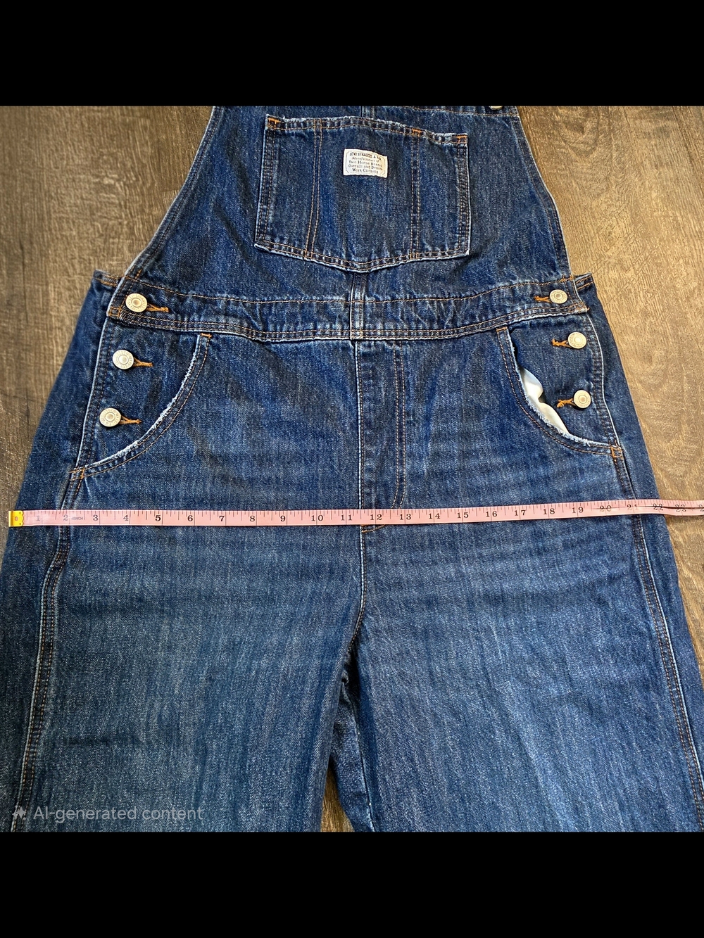 Levi's Vintage Cut Denim Overalls Womens L Med-Dark Wash Relaxed Straight Leg - Picture 10 of 16